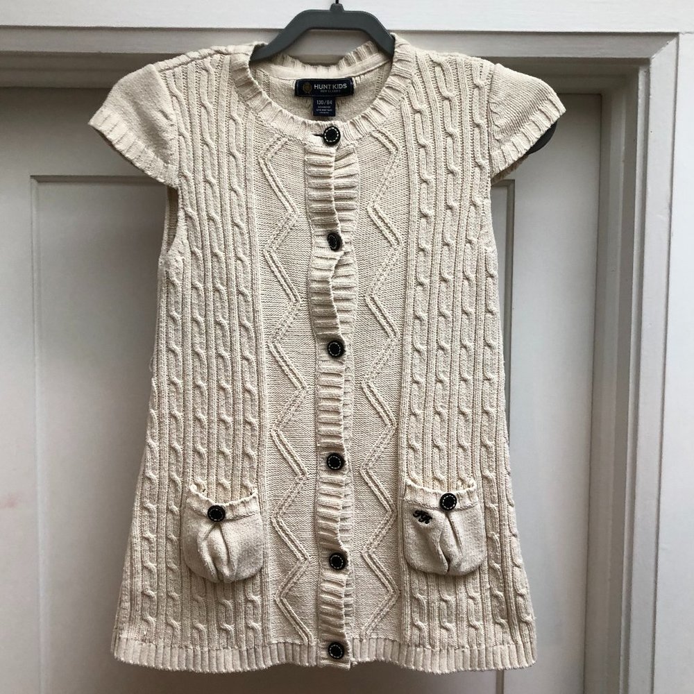 Beautiful Cream Girl's Cable Knit Dress. Fits like Sz 7 = 8